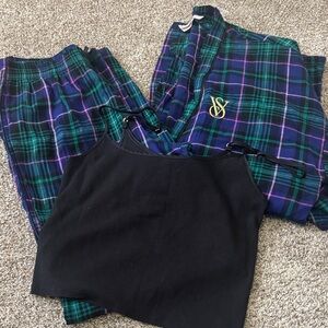 Victoria's Secret Black and Plaid Pajama Set